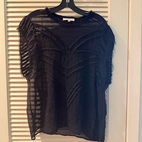 IRO Paris Lana Oversized Sheer Embroidered Blouse | Black Boho Top FR 38 US 6-8 - Picture 3 of 7